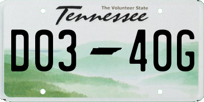TN license plate D0340G