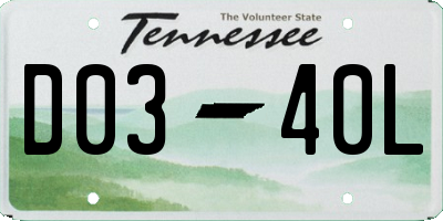 TN license plate D0340L