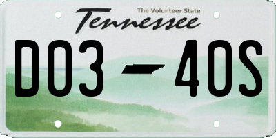 TN license plate D0340S