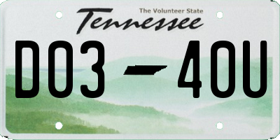 TN license plate D0340U