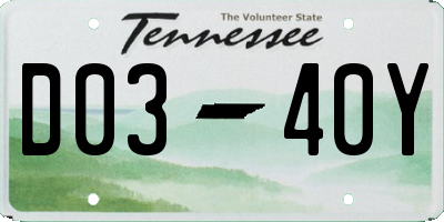 TN license plate D0340Y