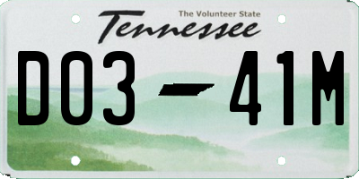 TN license plate D0341M