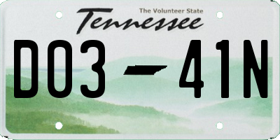 TN license plate D0341N