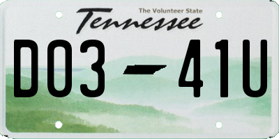 TN license plate D0341U
