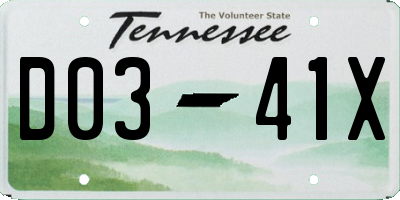 TN license plate D0341X