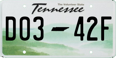 TN license plate D0342F
