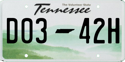 TN license plate D0342H