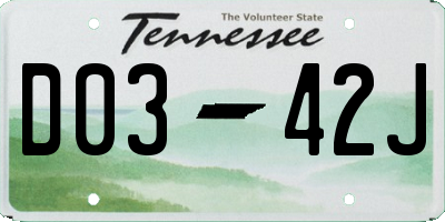 TN license plate D0342J