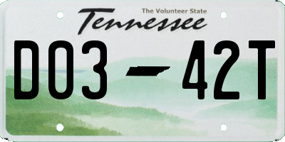 TN license plate D0342T