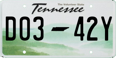 TN license plate D0342Y