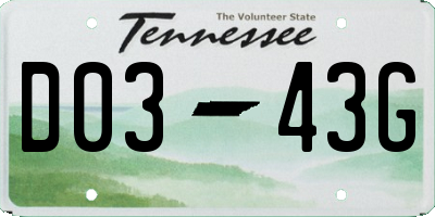 TN license plate D0343G