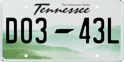 TN license plate D0343L