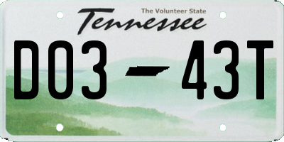TN license plate D0343T