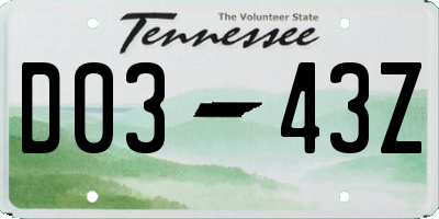 TN license plate D0343Z