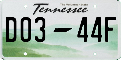 TN license plate D0344F