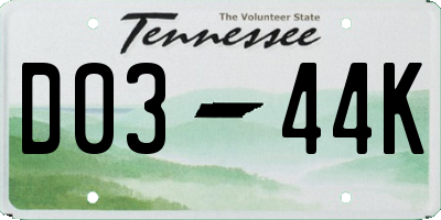 TN license plate D0344K