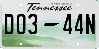 TN license plate D0344N