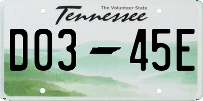 TN license plate D0345E