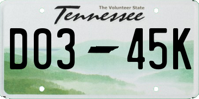 TN license plate D0345K