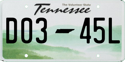 TN license plate D0345L