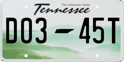 TN license plate D0345T