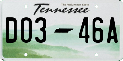 TN license plate D0346A