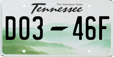 TN license plate D0346F