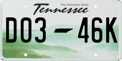 TN license plate D0346K