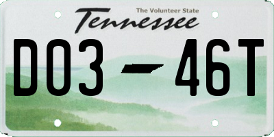 TN license plate D0346T