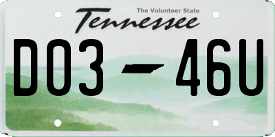 TN license plate D0346U