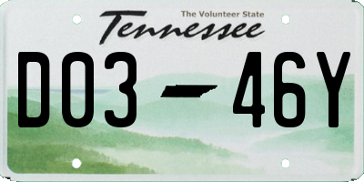 TN license plate D0346Y