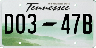 TN license plate D0347B