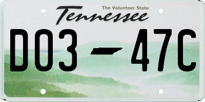 TN license plate D0347C