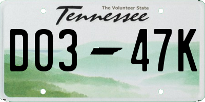 TN license plate D0347K