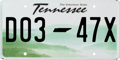 TN license plate D0347X