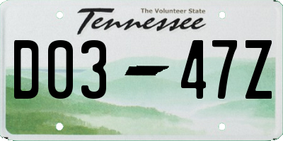 TN license plate D0347Z