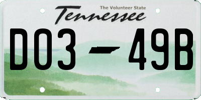 TN license plate D0349B