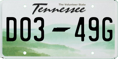 TN license plate D0349G