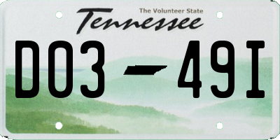 TN license plate D0349I