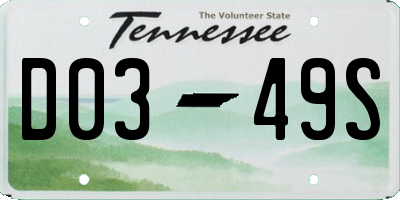 TN license plate D0349S