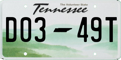 TN license plate D0349T