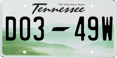 TN license plate D0349W