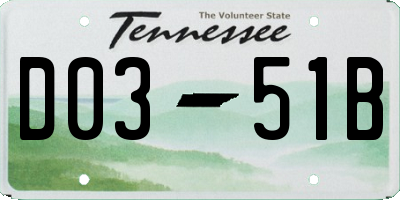 TN license plate D0351B