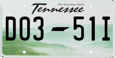 TN license plate D0351I