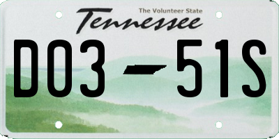 TN license plate D0351S