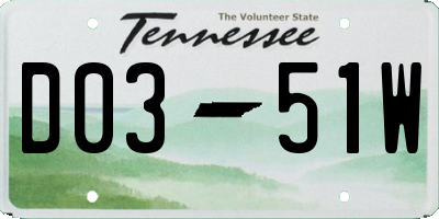 TN license plate D0351W