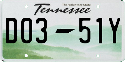 TN license plate D0351Y