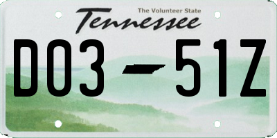 TN license plate D0351Z