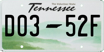 TN license plate D0352F