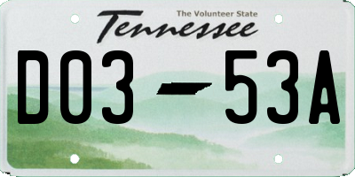 TN license plate D0353A